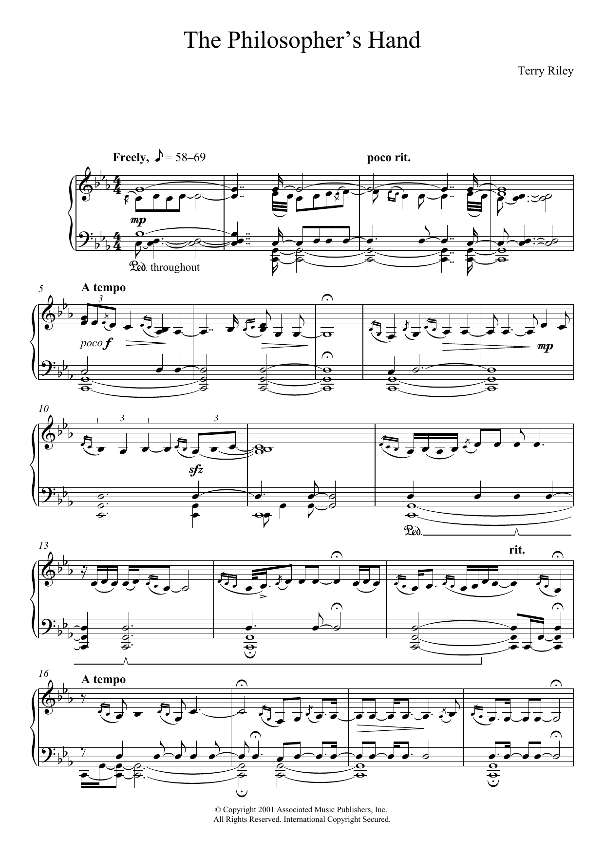 Terry Riley The Philosopher's Hand Sheet Music Notes & Chords for Piano - Download or Print PDF
