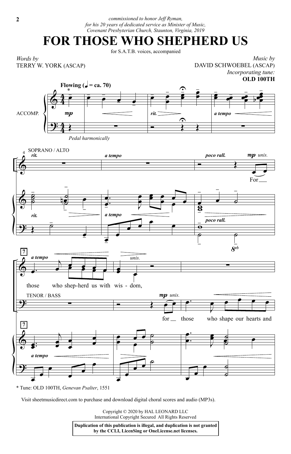 Terry W. York and David Schwoebel For Those Who Shepherd Us Sheet Music Notes & Chords for SATB Choir - Download or Print PDF