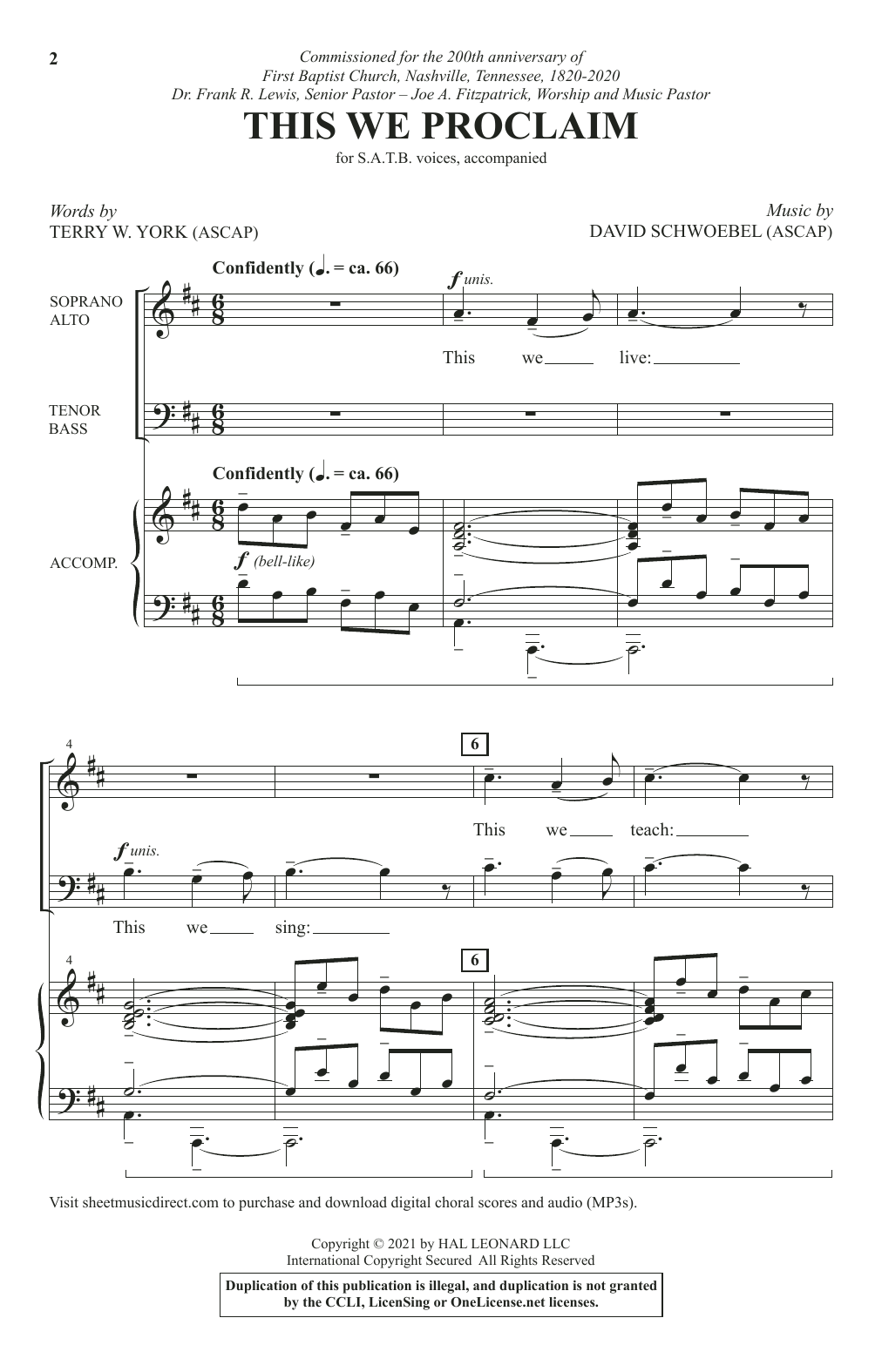 Terry W. York and David Schwoebel This We Proclaim Sheet Music Notes & Chords for SATB Choir - Download or Print PDF