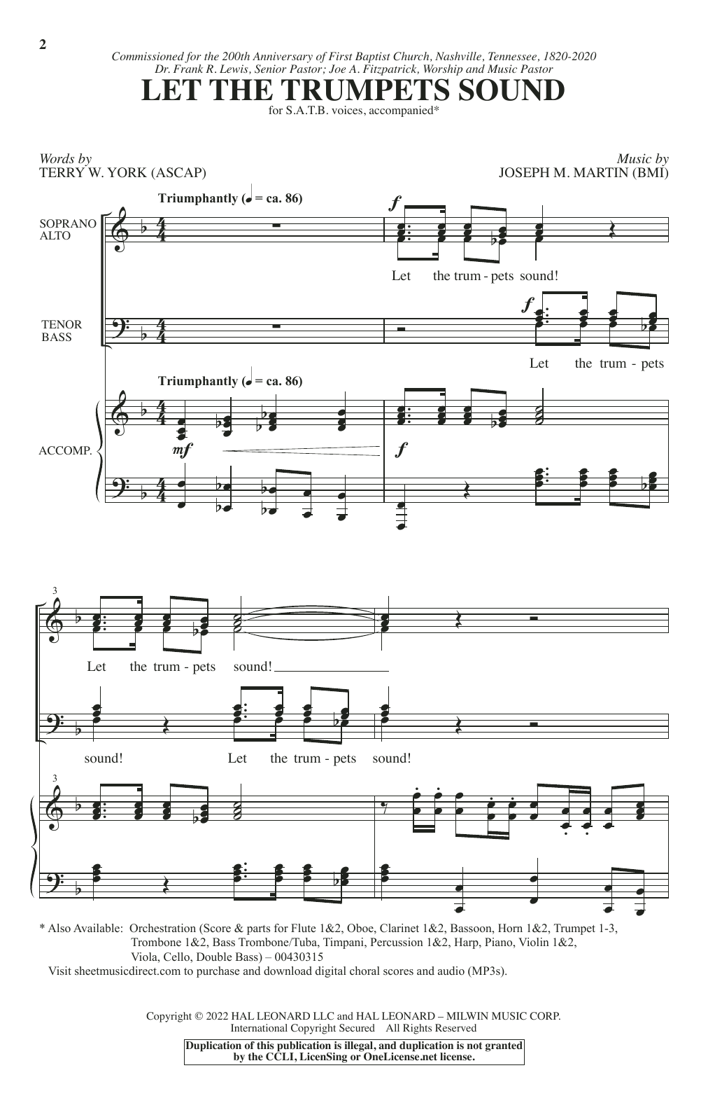 Terry W. York and Joseph M. Martin Let The Trumpets Sound Sheet Music Notes & Chords for SATB Choir - Download or Print PDF