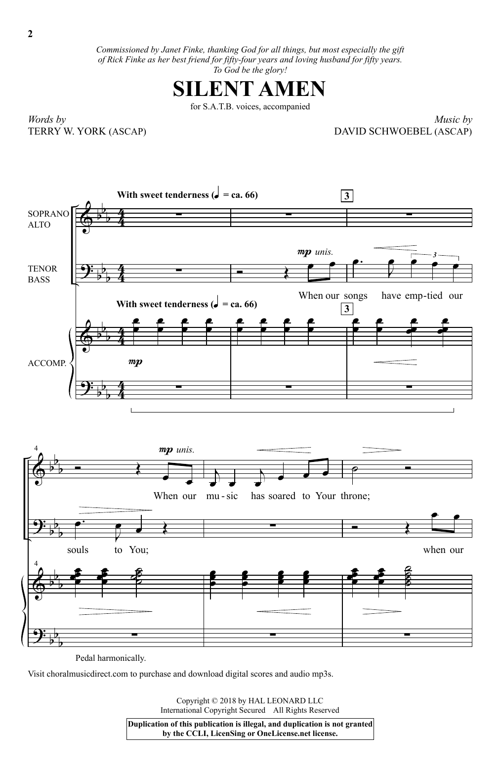 Terry York & David Schwoebel Silent Amen Sheet Music Notes & Chords for SATB Choir - Download or Print PDF