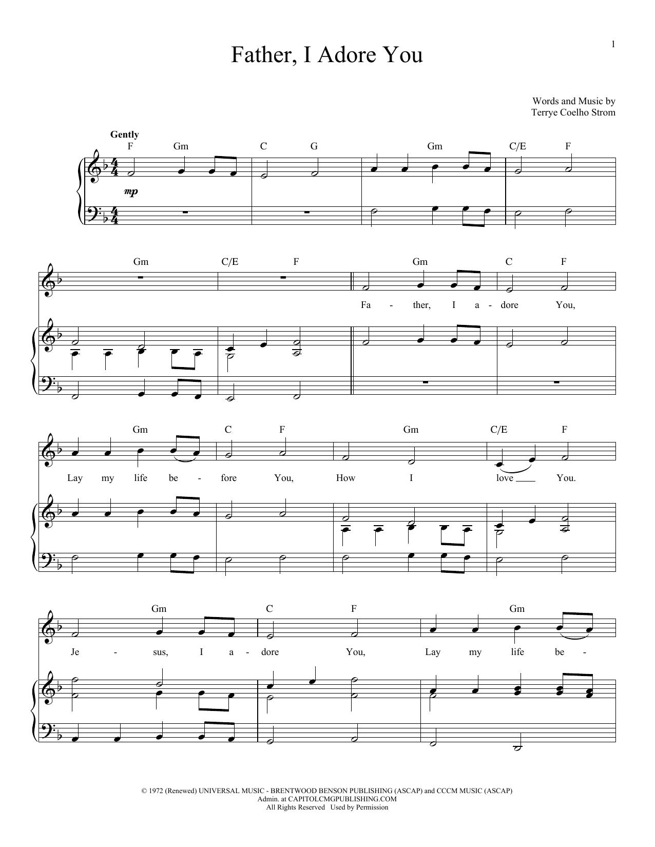Terrye Coelho Father I Adore You Sheet Music Notes & Chords for Piano & Vocal - Download or Print PDF