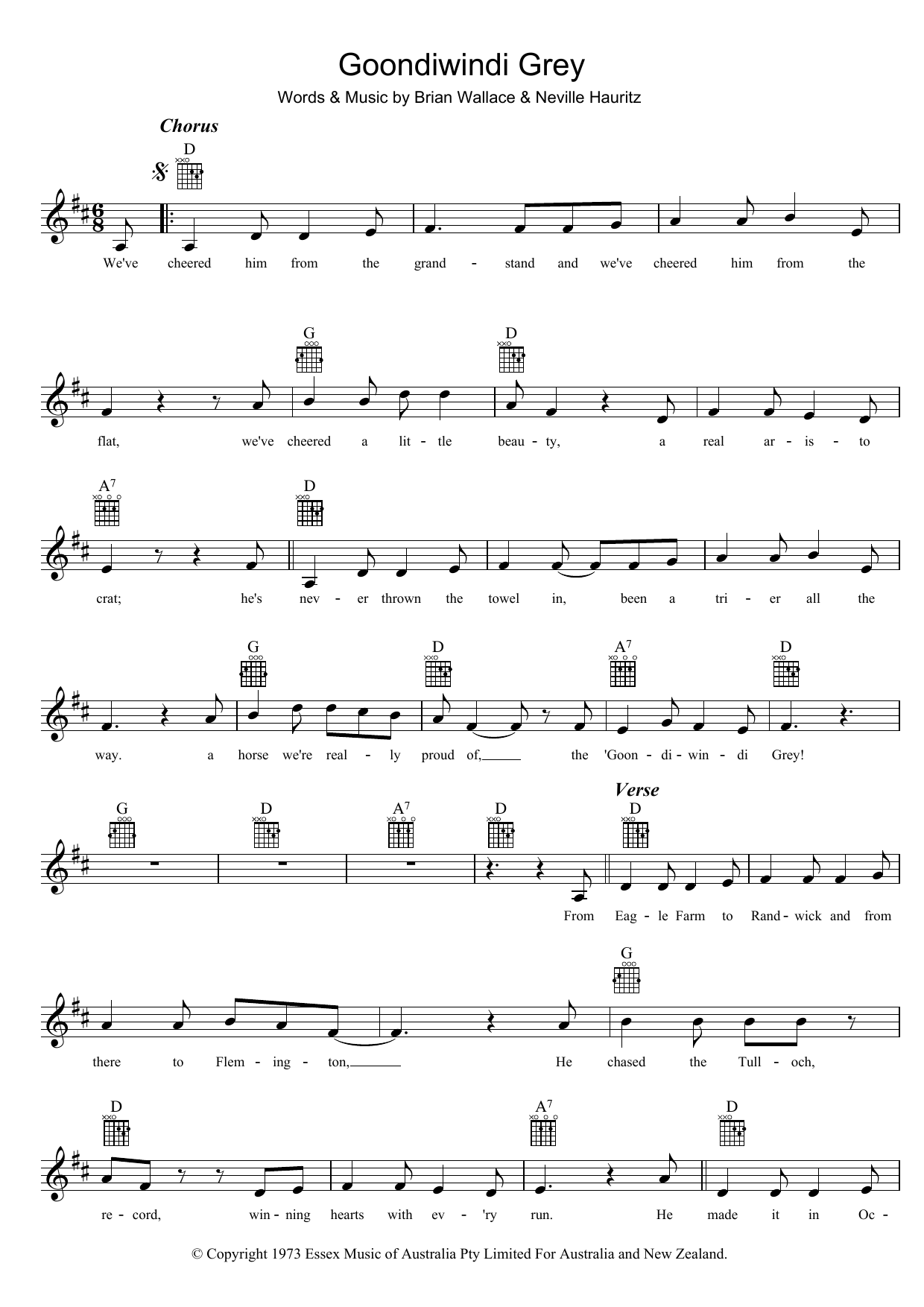 Tex Morton Goondiwindi Grey Sheet Music Notes & Chords for Melody Line, Lyrics & Chords - Download or Print PDF