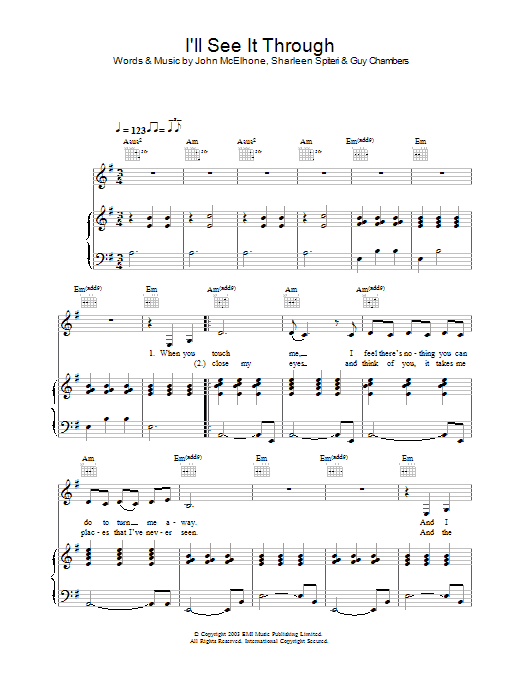 Texas I'll See It Through Sheet Music Notes & Chords for Piano, Vocal & Guitar - Download or Print PDF