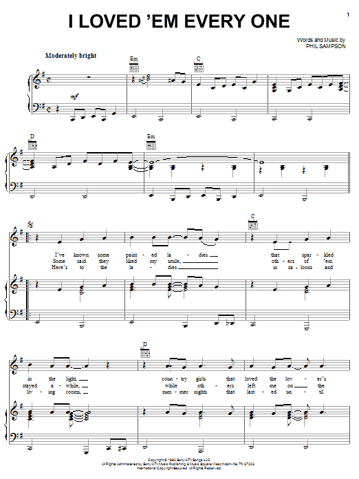 T.G. Sheppard I Loved 'Em Every One Sheet Music Notes & Chords for Real Book – Melody, Lyrics & Chords - Download or Print PDF