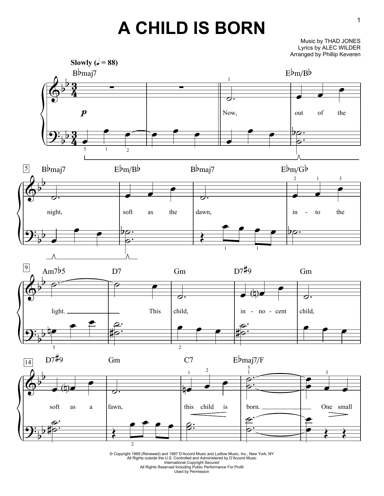 Thad Jones A Child Is Born (arr. Phillip Keveren) Sheet Music Notes & Chords for Easy Piano - Download or Print PDF
