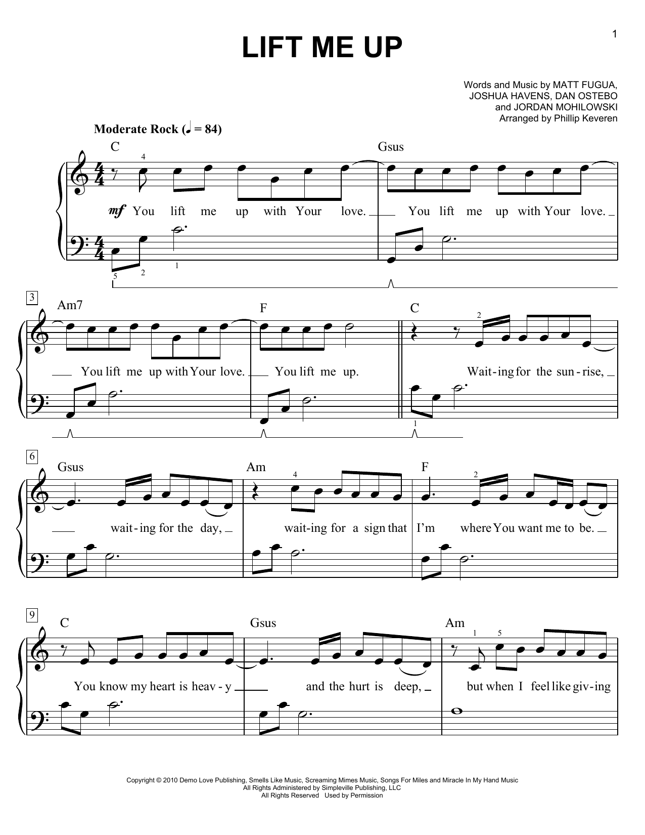 Phillip Keveren Lift Me Up Sheet Music Notes & Chords for Easy Piano - Download or Print PDF