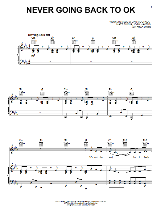 The Afters Never Going Back To OK Sheet Music Notes & Chords for Piano, Vocal & Guitar (Right-Hand Melody) - Download or Print PDF