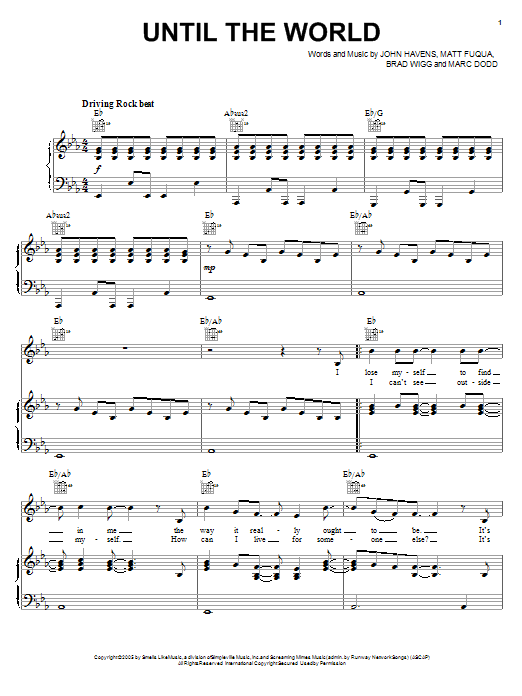 The Afters Until The World Sheet Music Notes & Chords for Piano, Vocal & Guitar (Right-Hand Melody) - Download or Print PDF