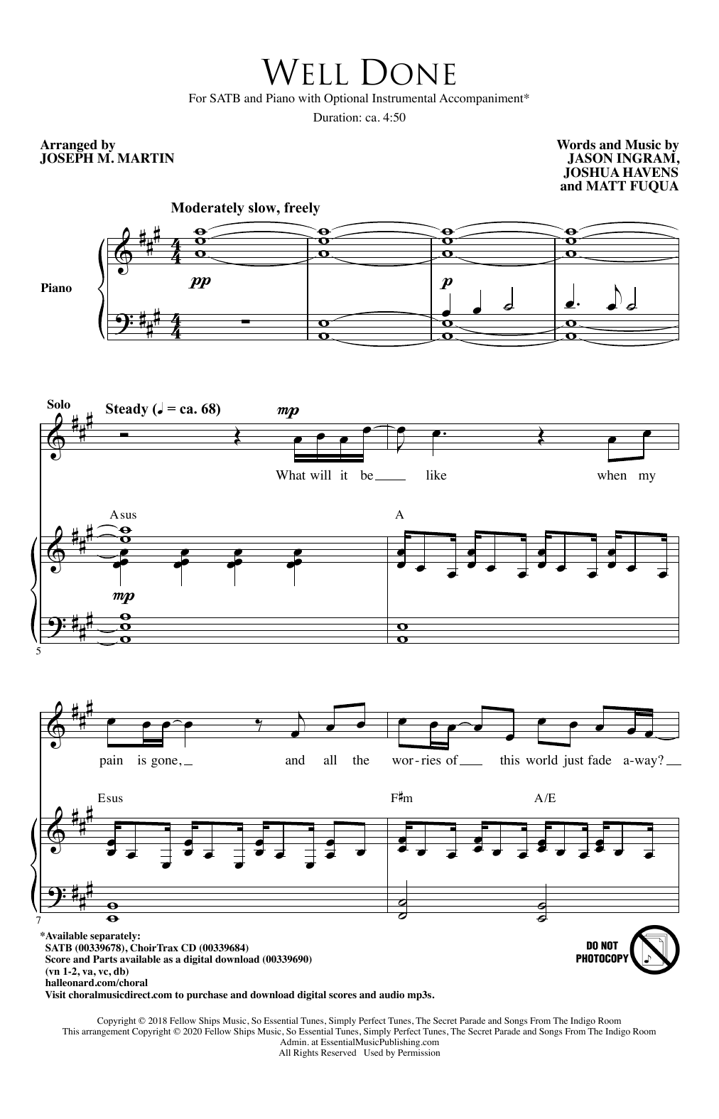The Afters Well Done (arr. Joseph M. Martin) Sheet Music Notes & Chords for SATB Choir - Download or Print PDF