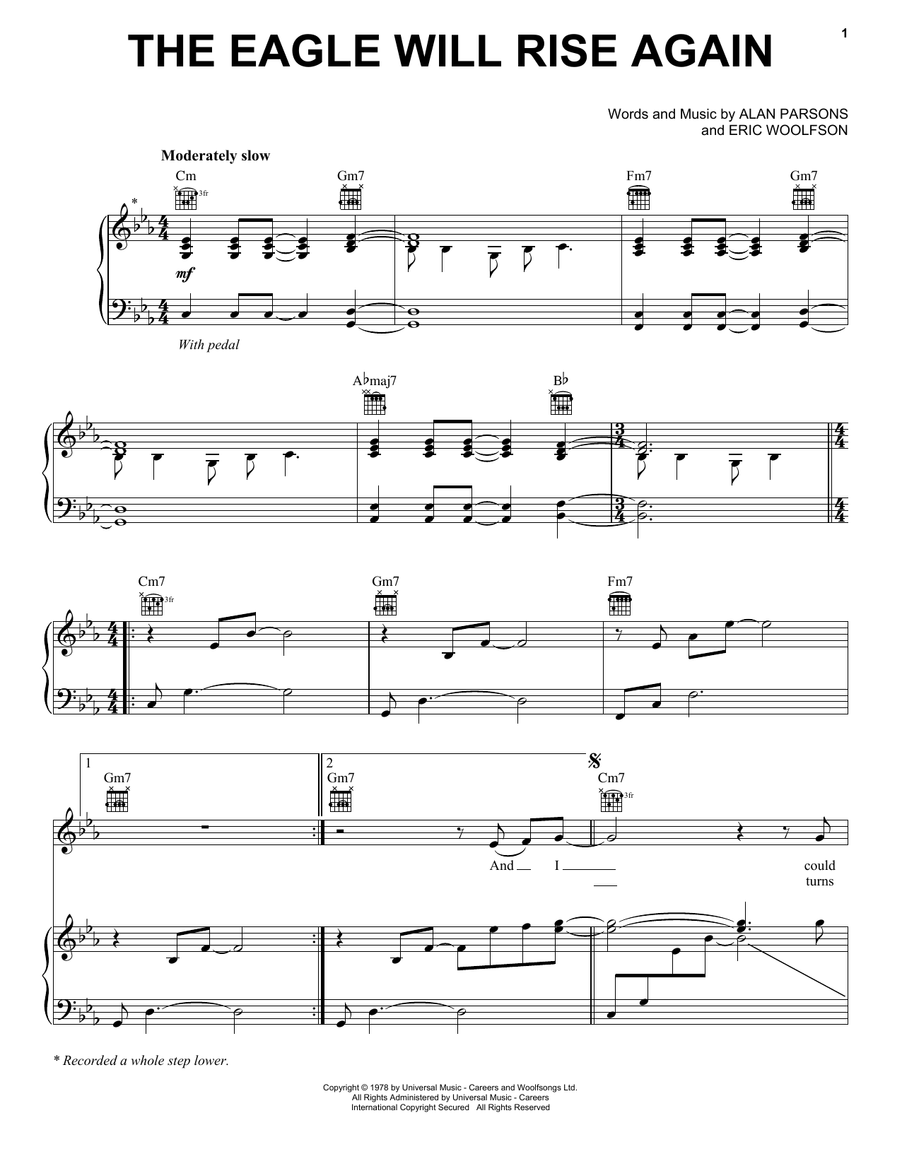 The Alan Parsons Project The Eagle Will Rise Again Sheet Music Notes & Chords for Piano, Vocal & Guitar (Right-Hand Melody) - Download or Print PDF