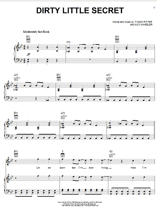 The All-American Rejects Dirty Little Secret Sheet Music Notes & Chords for Drums Transcription - Download or Print PDF