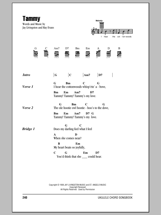 The Ames Brothers Tammy Sheet Music Notes & Chords for Ukulele - Download or Print PDF