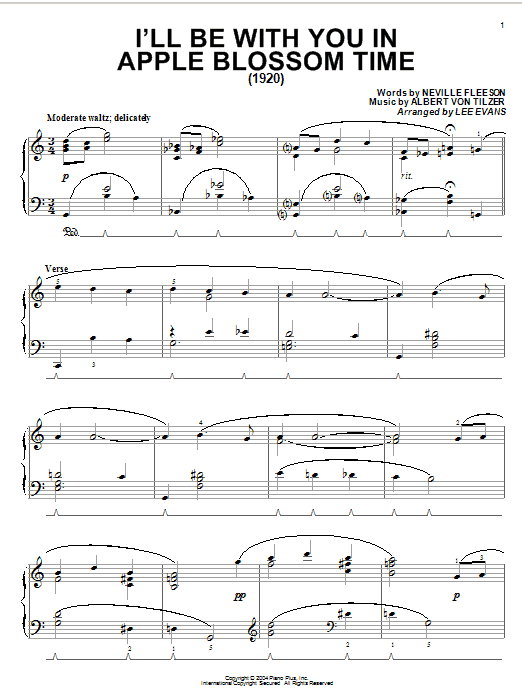 The Andrews Sisters I'll Be With You In Apple Blossom Time Sheet Music Notes & Chords for Piano, Vocal & Guitar (Right-Hand Melody) - Download or Print PDF