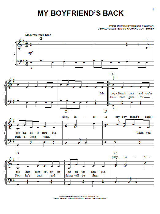 The Angels My Boyfriend's Back Sheet Music Notes & Chords for Ukulele - Download or Print PDF