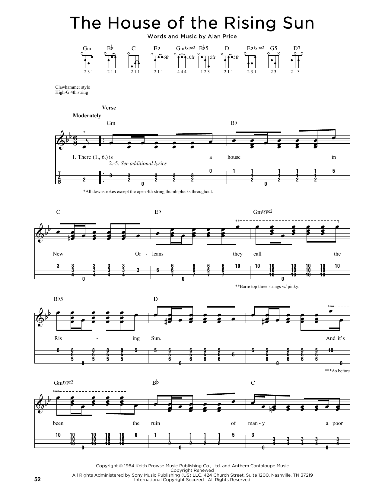The Animals The House Of The Rising Sun (arr. Jim Schustedt) Sheet Music Notes & Chords for Ukulele - Download or Print PDF