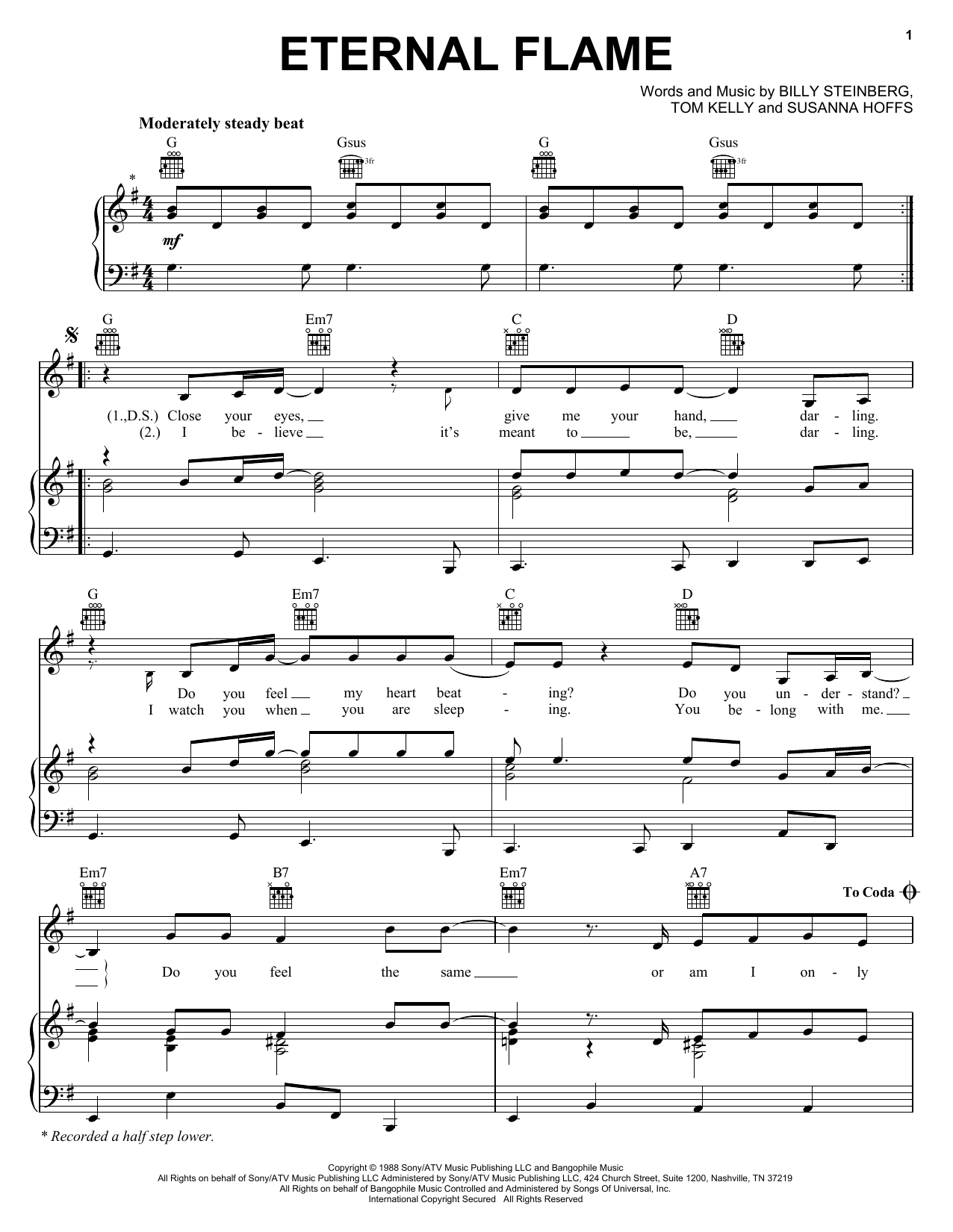 The Bangles Eternal Flame Sheet Music Notes & Chords for Violin - Download or Print PDF