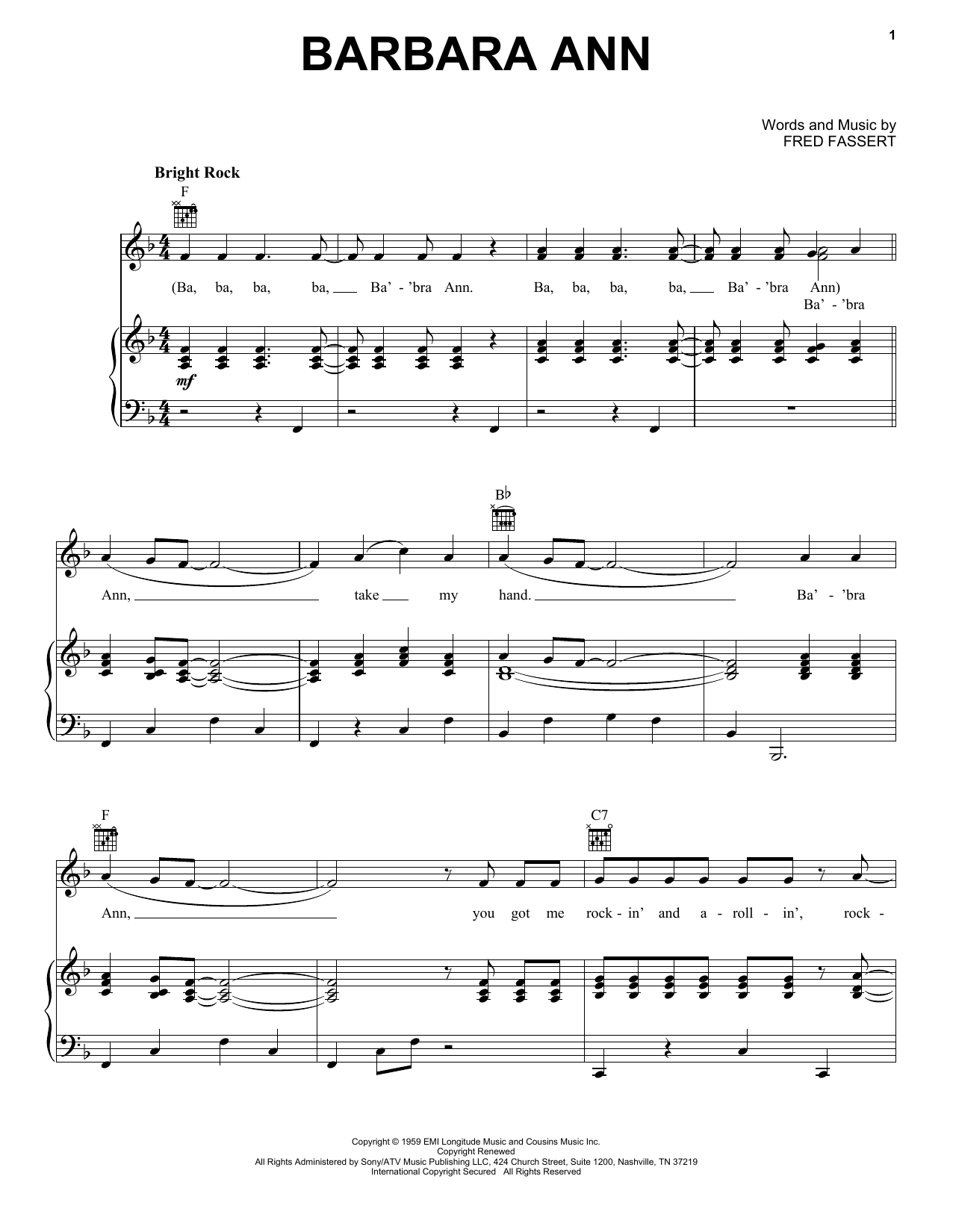 The Beach Boys Barbara Ann sheet music notes and chords. Download Printable PDF.