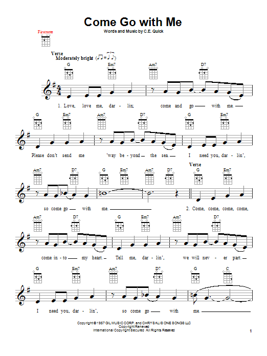 The Beach Boys Come Go With Me Sheet Music Notes & Chords for Ukulele - Download or Print PDF