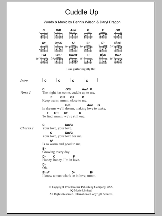 The Beach Boys Cuddle Up Sheet Music Notes & Chords for Lyrics & Chords - Download or Print PDF