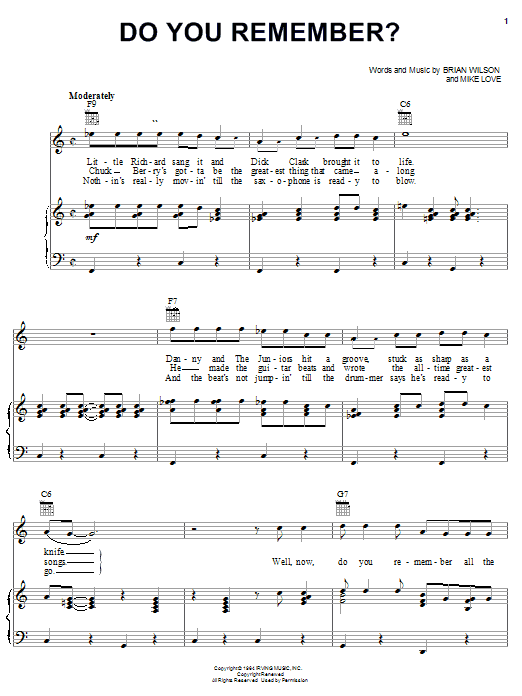 The Beach Boys Do You Remember? Sheet Music Notes & Chords for Lead Sheet / Fake Book - Download or Print PDF