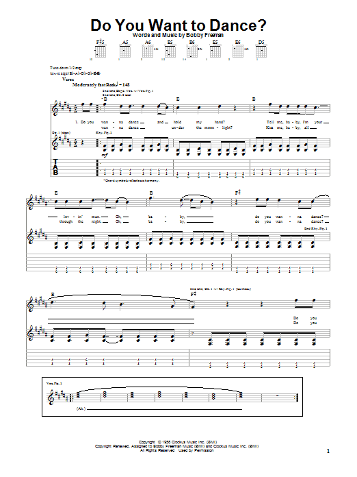 The Beach Boys Do You Want To Dance? Sheet Music Notes & Chords for Guitar Tab - Download or Print PDF