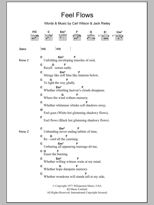 The Beach Boys Feel Flows Sheet Music Notes & Chords for Lyrics & Chords - Download or Print PDF