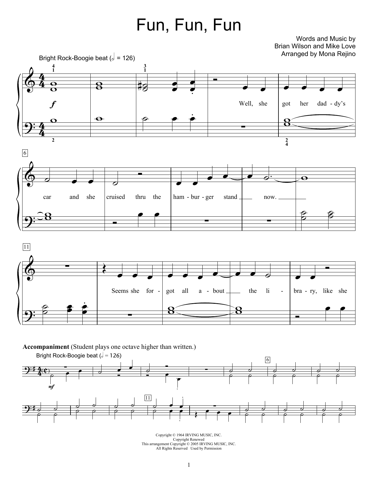 The Beach Boys Fun, Fun, Fun Sheet Music Notes & Chords for Educational Piano - Download or Print PDF