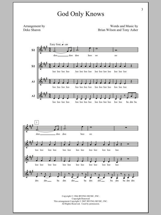 The Beach Boys God Only Knows (arr. Deke Sharon) Sheet Music Notes & Chords for SSA - Download or Print PDF