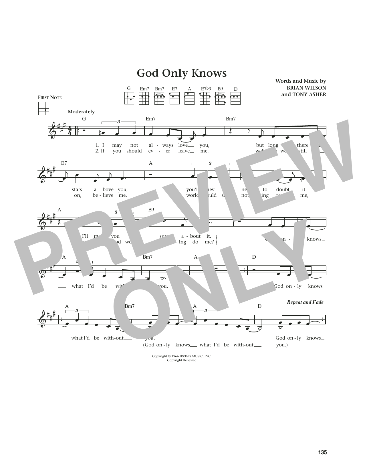 The Beach Boys God Only Knows (from The Daily Ukulele) (arr. Jim Beloff) Sheet Music Notes & Chords for Ukulele - Download or Print PDF