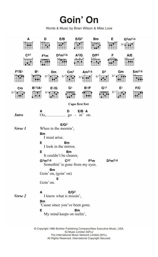 The Beach Boys Goin' On Sheet Music Notes & Chords for Lyrics & Chords - Download or Print PDF