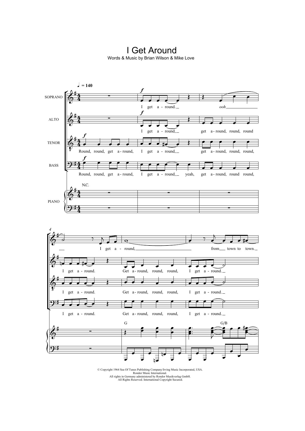 The Beach Boys I Get Around (arr. Thomas Lydon) Sheet Music Notes & Chords for SATB - Download or Print PDF