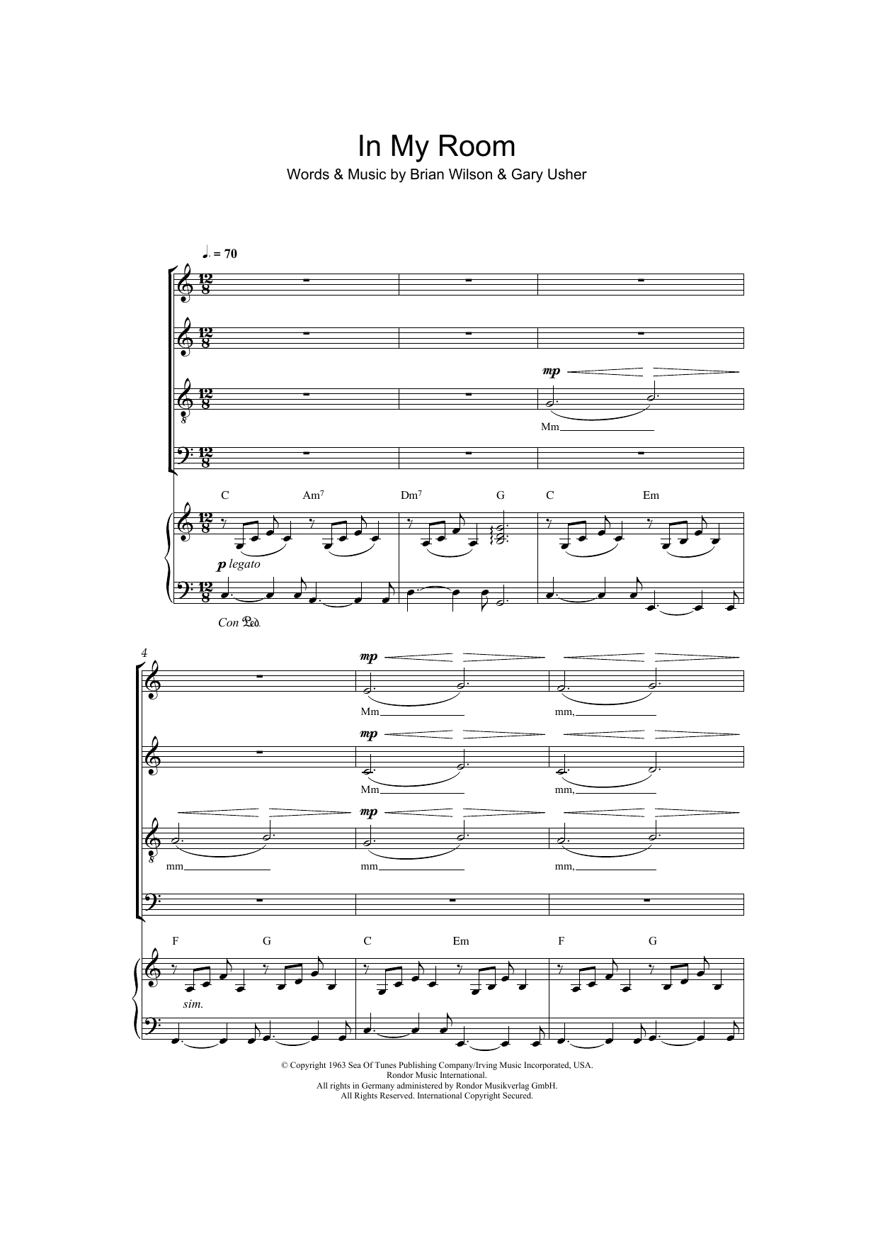 The Beach Boys In My Room (arr. Jeremy Birchall) Sheet Music Notes & Chords for SATB - Download or Print PDF
