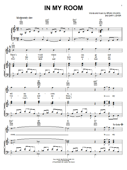 The Beach Boys In My Room Sheet Music Notes & Chords for Clarinet Solo - Download or Print PDF