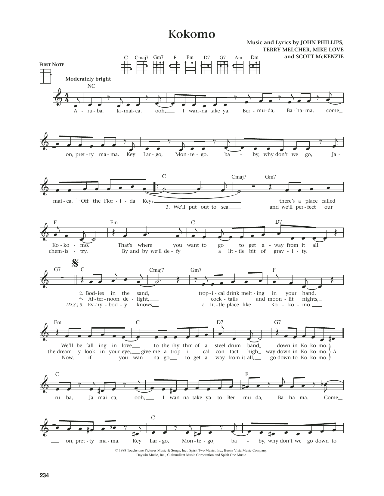 The Beach Boys Kokomo (from The Daily Ukulele) (arr. Jim Beloff) Sheet Music Notes & Chords for Ukulele - Download or Print PDF