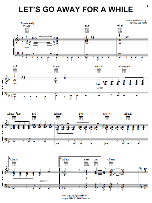 The Beach Boys Let's Go Away For A While Sheet Music Notes & Chords for Piano, Vocal & Guitar (Right-Hand Melody) - Download or Print PDF The Beach Boys Let's Go Away For A While Sheet Music Notes & Chords for Piano, Vocal & Guitar (Right-Hand Melody) - Download or Print PDF