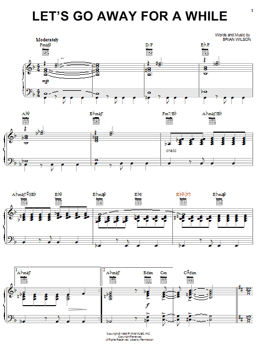 The Beach Boys Let's Go Away For A While Sheet Music Notes & Chords for Lead Sheet / Fake Book - Download or Print PDF