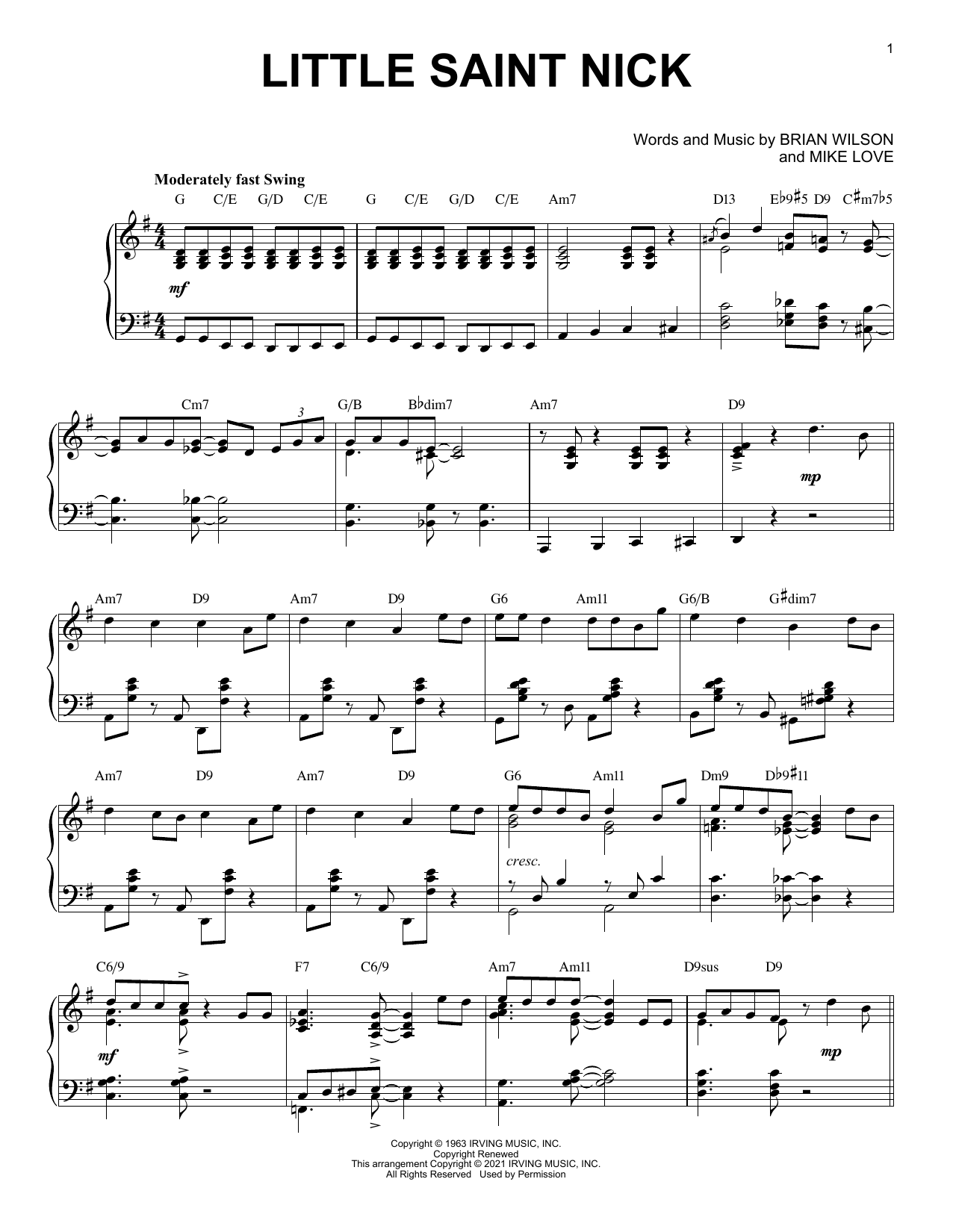 The Beach Boys Little Saint Nick [Jazz version] (arr. Brent Edstrom) Sheet Music Notes & Chords for Piano Solo - Download or Print PDF