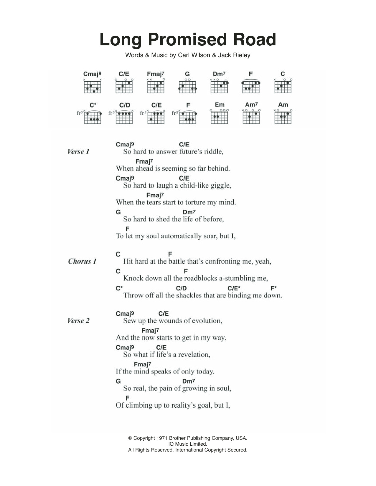 The Beach Boys Long Promised Road Sheet Music Notes & Chords for Lyrics & Chords - Download or Print PDF