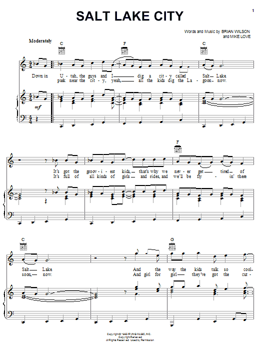 The Beach Boys Salt Lake City Sheet Music Notes & Chords for Lead Sheet / Fake Book - Download or Print PDF