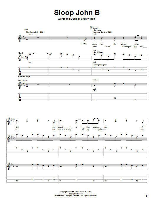 The Beach Boys Sloop John B sheet music notes and chords. Download Printable PDF.