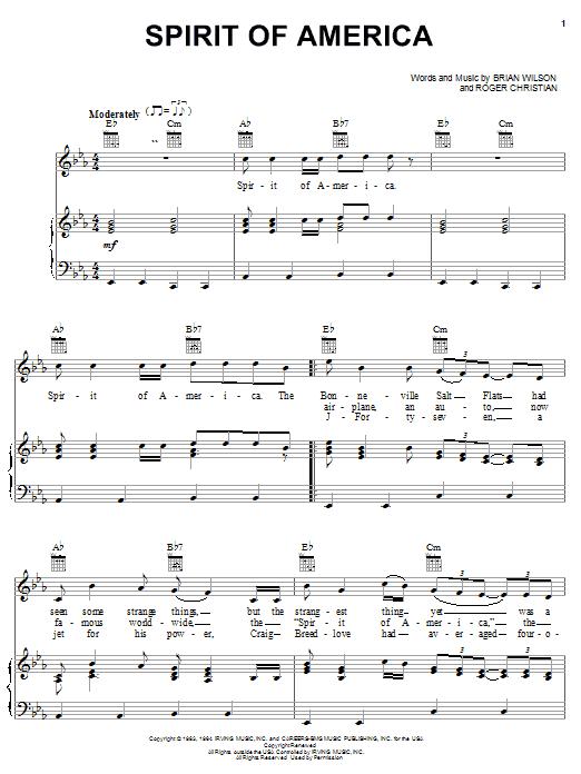 The Beach Boys Spirit Of America Sheet Music Notes & Chords for Lyrics & Chords - Download or Print PDF