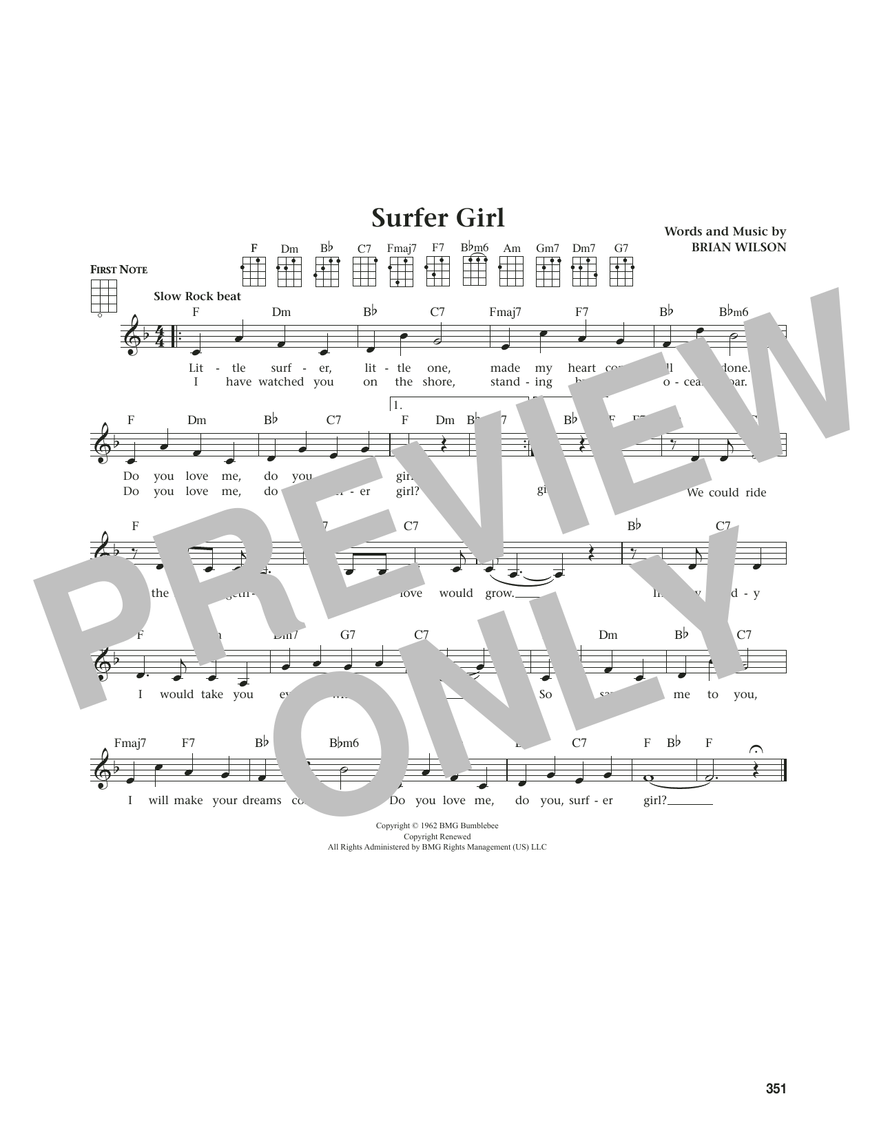 The Beach Boys Surfer Girl (from The Daily Ukulele) (arr. Jim Beloff) Sheet Music Notes & Chords for Ukulele - Download or Print PDF