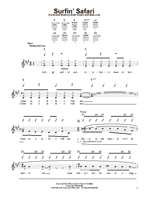 The Beach Boys Surfin' Safari Sheet Music Notes & Chords for Ukulele - Download or Print PDF