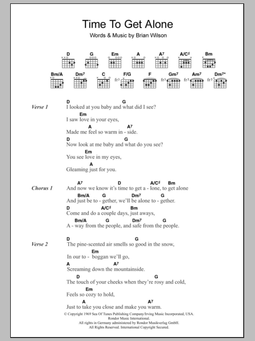 The Beach Boys Time To Get Alone Sheet Music Notes & Chords for Lyrics & Chords - Download or Print PDF