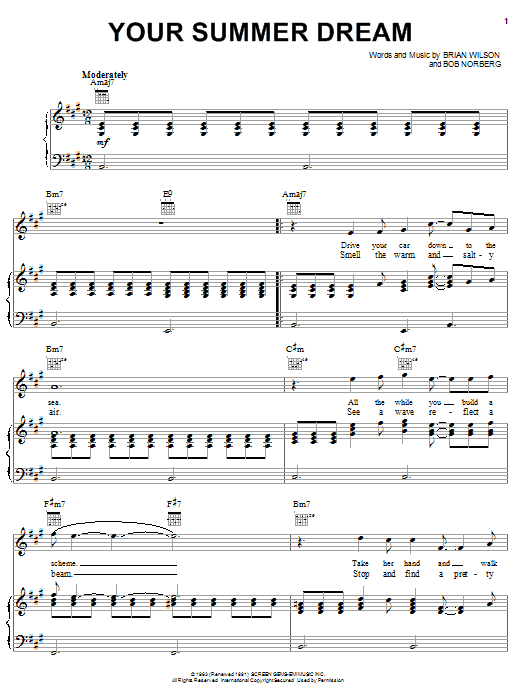 The Beach Boys Your Summer Dream Sheet Music Notes & Chords for Piano, Vocal & Guitar (Right-Hand Melody) - Download or Print PDF The Beach Boys Your Summer Dream Sheet Music Notes & Chords for Piano, Vocal & Guitar (Right-Hand Melody) - Download or Print PDF