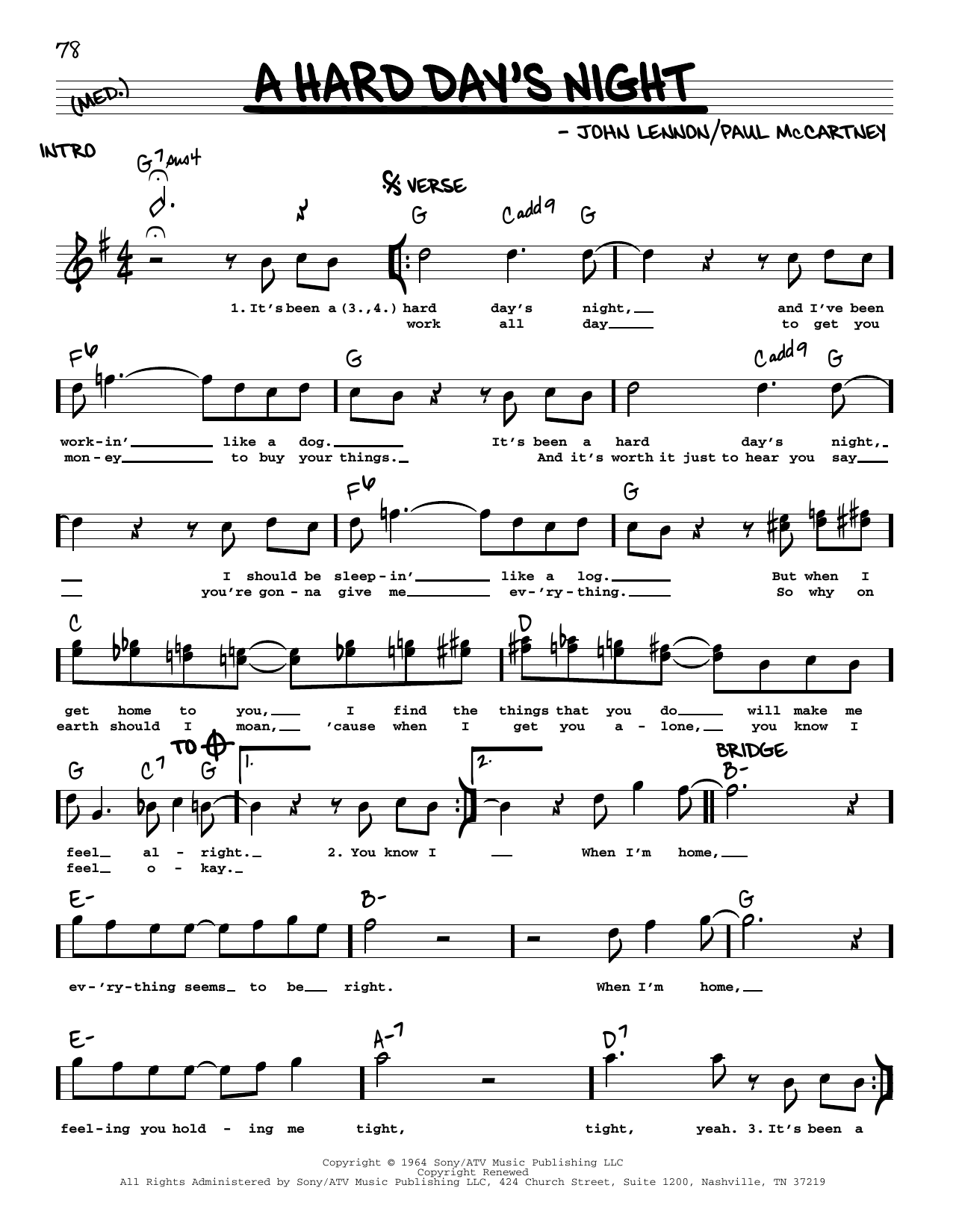 The Beatles A Hard Day's Night [Jazz version] Sheet Music Notes & Chords for Real Book – Melody, Lyrics & Chords - Download or Print PDF