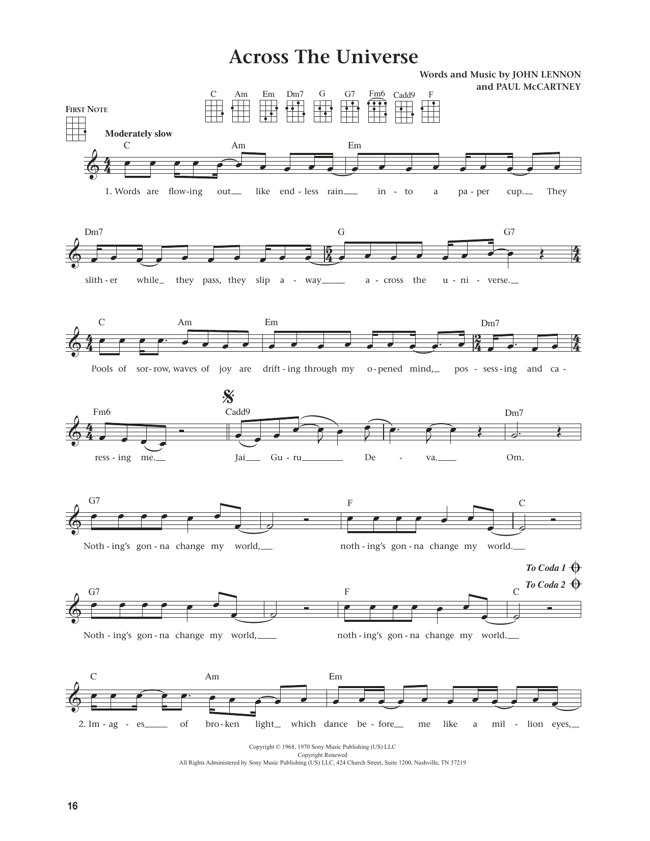 The Beatles Across The Universe (from The Daily Ukulele) (arr. Jim Beloff) Sheet Music Notes & Chords for Ukulele - Download or Print PDF