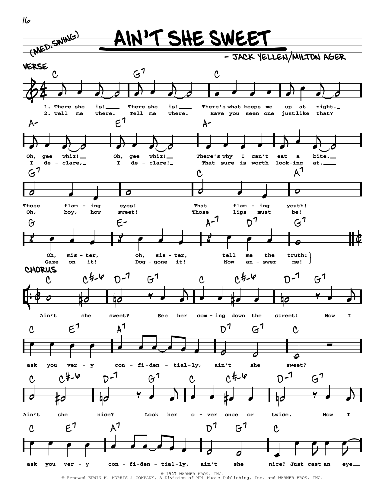 The Beatles Ain't She Sweet (arr. Robert Rawlins) Sheet Music Notes & Chords for Real Book – Melody, Lyrics & Chords - Download or Print PDF