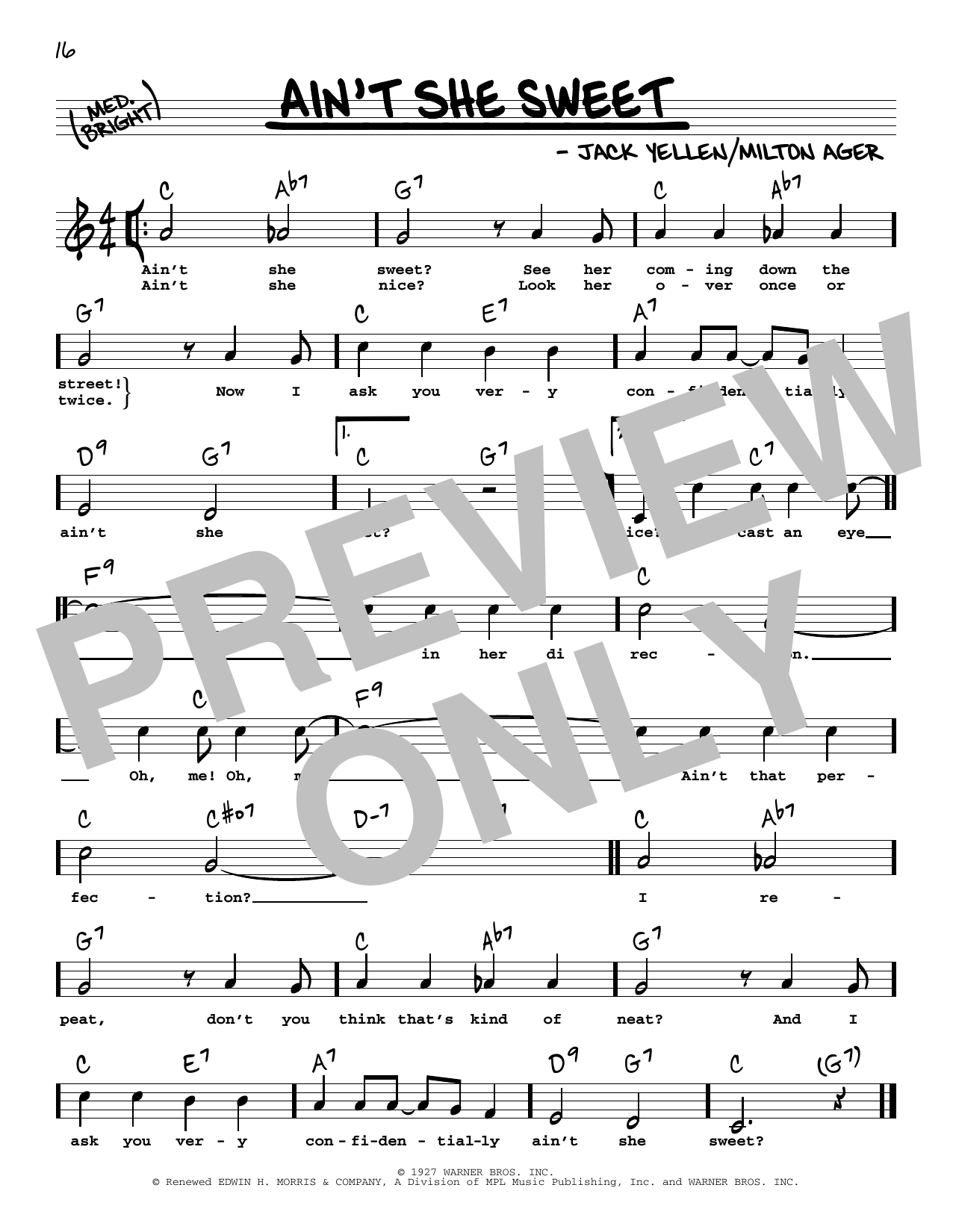 The Beatles Ain't She Sweet (High Voice) Sheet Music Notes & Chords for Real Book – Melody, Lyrics & Chords - Download or Print PDF
